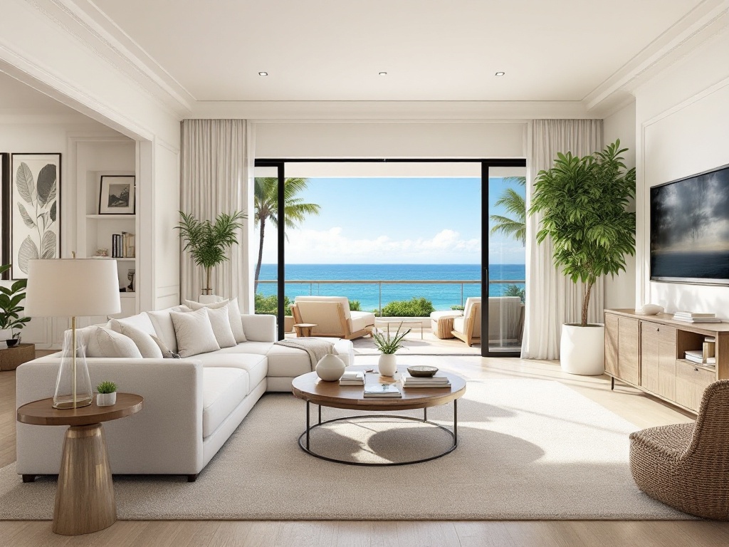 Elegant Hawaiʻi living room with ocean views